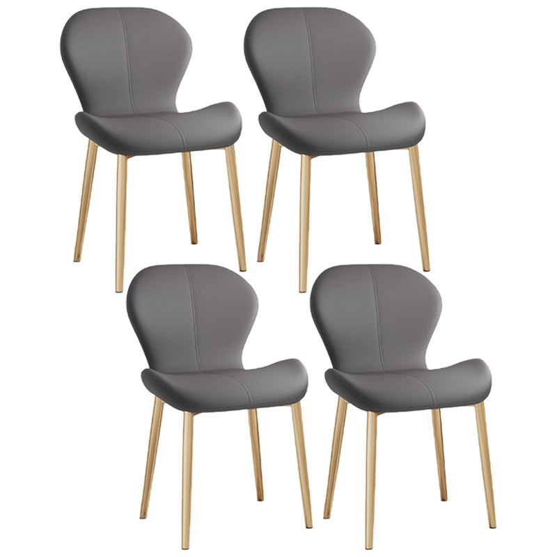 Scandinavian Study Room Side Chair Matte Finish PU Leather Parsons Dining Chair Dark Gray 4 Piece Set Brass Gold Clearhalo ' kitchen&dining_furn' 'Dining Chairs' 'Dining Tables & Seating' 'dining_chair' 'furn' 'furn_dining_chair' 'Furniture' 'furniture_dining_chair' 'Kitchen & Dining Furniture' 'kitchen' 3945112