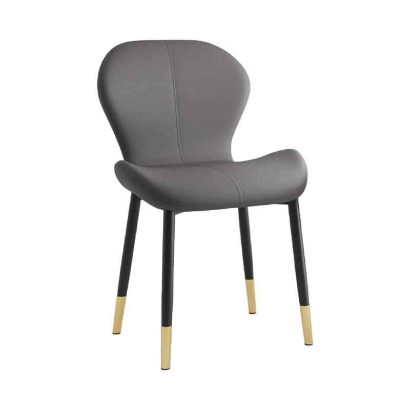 Scandinavian Study Room Side Chair Matte Finish PU Leather Parsons Dining Chair Dark Gray 1 Piece Black Gold Clearhalo ' kitchen&dining_furn' 'Dining Chairs' 'Dining Tables & Seating' 'dining_chair' 'furn' 'furn_dining_chair' 'Furniture' 'furniture_dining_chair' 'Kitchen & Dining Furniture' 'kitchen' 3945113