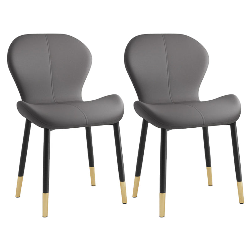 Scandinavian Study Room Side Chair Matte Finish PU Leather Parsons Dining Chair Dark Gray 2 Piece Set Black Gold Clearhalo ' kitchen&dining_furn' 'Dining Chairs' 'Dining Tables & Seating' 'dining_chair' 'furn' 'furn_dining_chair' 'Furniture' 'furniture_dining_chair' 'Kitchen & Dining Furniture' 'kitchen' 3945114