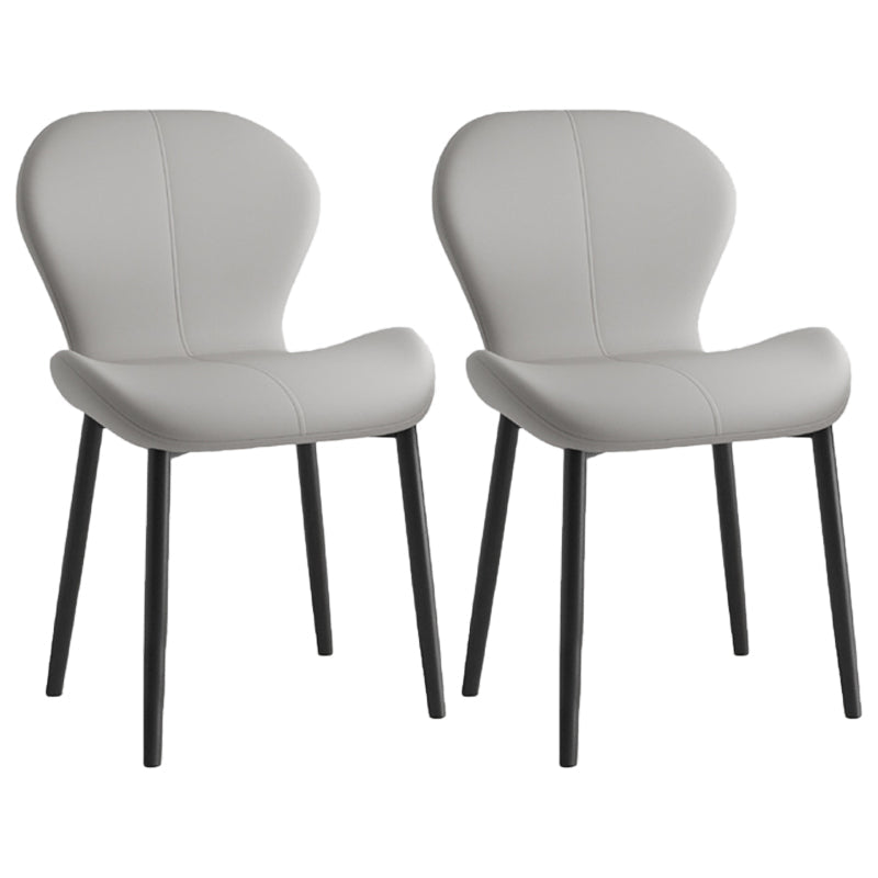 Scandinavian Study Room Side Chair Matte Finish PU Leather Parsons Dining Chair Light Gray 2 Piece Set Black Clearhalo ' kitchen&dining_furn' 'Dining Chairs' 'Dining Tables & Seating' 'dining_chair' 'furn' 'furn_dining_chair' 'Furniture' 'furniture_dining_chair' 'Kitchen & Dining Furniture' 'kitchen' 3945117
