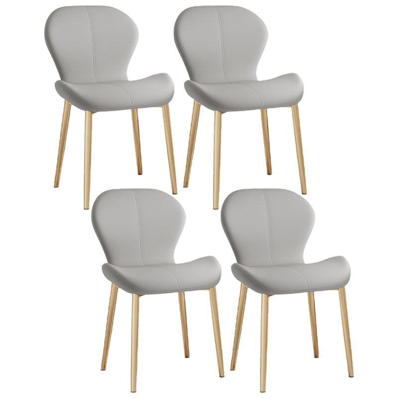 Scandinavian Study Room Side Chair Matte Finish PU Leather Parsons Dining Chair Light Gray 4 Piece Set Brass Gold Clearhalo ' kitchen&dining_furn' 'Dining Chairs' 'Dining Tables & Seating' 'dining_chair' 'furn' 'furn_dining_chair' 'Furniture' 'furniture_dining_chair' 'Kitchen & Dining Furniture' 'kitchen' 3945121
