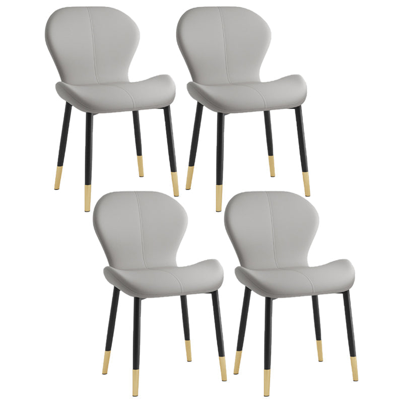 Scandinavian Study Room Side Chair Matte Finish PU Leather Parsons Dining Chair Light Gray 4 Piece Set Black Gold Clearhalo ' kitchen&dining_furn' 'Dining Chairs' 'Dining Tables & Seating' 'dining_chair' 'furn' 'furn_dining_chair' 'Furniture' 'furniture_dining_chair' 'Kitchen & Dining Furniture' 'kitchen' 3945124