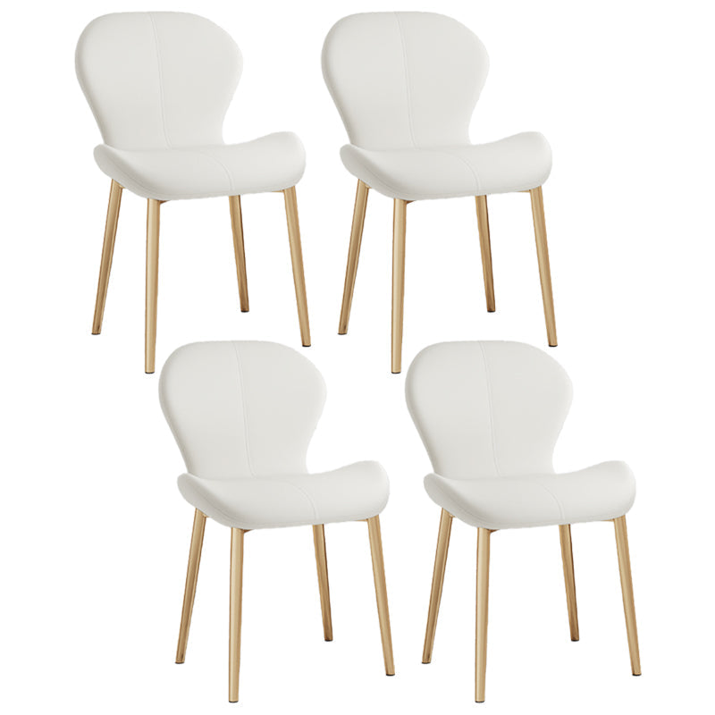 Scandinavian Study Room Side Chair Matte Finish PU Leather Parsons Dining Chair White 4 Piece Set Brass Gold Clearhalo ' kitchen&dining_furn' 'Dining Chairs' 'Dining Tables & Seating' 'dining_chair' 'furn' 'furn_dining_chair' 'Furniture' 'furniture_dining_chair' 'Kitchen & Dining Furniture' 'kitchen' 3945130