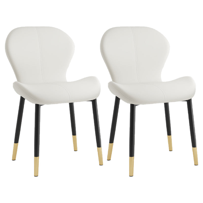 Scandinavian Study Room Side Chair Matte Finish PU Leather Parsons Dining Chair White 2 Piece Set Black Gold Clearhalo ' kitchen&dining_furn' 'Dining Chairs' 'Dining Tables & Seating' 'dining_chair' 'furn' 'furn_dining_chair' 'Furniture' 'furniture_dining_chair' 'Kitchen & Dining Furniture' 'kitchen' 3945132