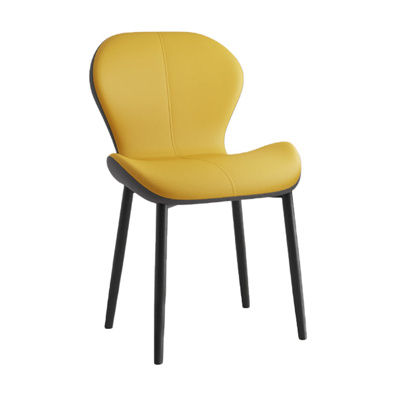 Scandinavian Study Room Side Chair Matte Finish PU Leather Parsons Dining Chair Yellow 1 Piece Black Clearhalo ' kitchen&dining_furn' 'Dining Chairs' 'Dining Tables & Seating' 'dining_chair' 'furn' 'furn_dining_chair' 'Furniture' 'furniture_dining_chair' 'Kitchen & Dining Furniture' 'kitchen' 3945134