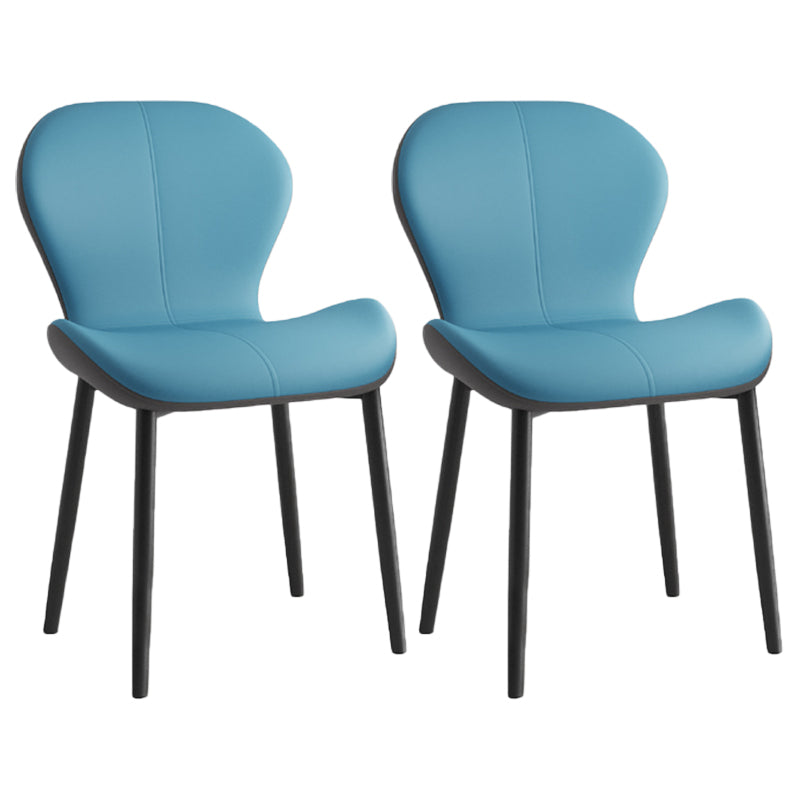 Scandinavian Study Room Side Chair Matte Finish PU Leather Parsons Dining Chair Blue 2 Piece Set Black Clearhalo ' kitchen&dining_furn' 'Dining Chairs' 'Dining Tables & Seating' 'dining_chair' 'furn' 'furn_dining_chair' 'Furniture' 'furniture_dining_chair' 'Kitchen & Dining Furniture' 'kitchen' 3945153