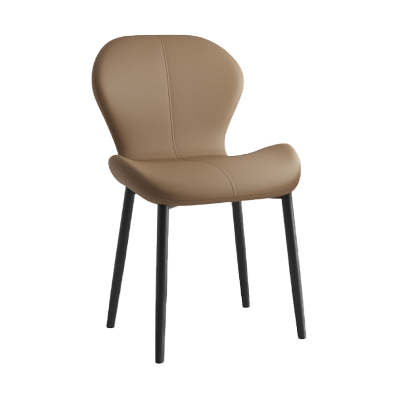Scandinavian Study Room Side Chair Matte Finish PU Leather Parsons Dining Chair Coffee 1 Piece Black Clearhalo ' kitchen&dining_furn' 'Dining Chairs' 'Dining Tables & Seating' 'dining_chair' 'furn' 'furn_dining_chair' 'Furniture' 'furniture_dining_chair' 'Kitchen & Dining Furniture' 'kitchen' 3945161