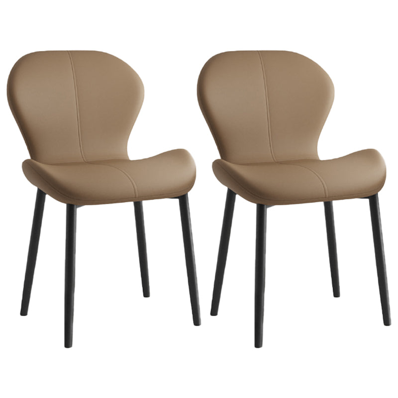 Scandinavian Study Room Side Chair Matte Finish PU Leather Parsons Dining Chair Coffee 2 Piece Set Black Clearhalo ' kitchen&dining_furn' 'Dining Chairs' 'Dining Tables & Seating' 'dining_chair' 'furn' 'furn_dining_chair' 'Furniture' 'furniture_dining_chair' 'Kitchen & Dining Furniture' 'kitchen' 3945162