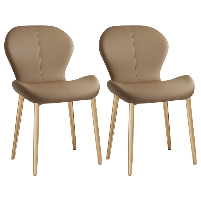 Scandinavian Study Room Side Chair Matte Finish PU Leather Parsons Dining Chair Coffee 2 Piece Set Brass Gold Clearhalo ' kitchen&dining_furn' 'Dining Chairs' 'Dining Tables & Seating' 'dining_chair' 'furn' 'furn_dining_chair' 'Furniture' 'furniture_dining_chair' 'Kitchen & Dining Furniture' 'kitchen' 3945165