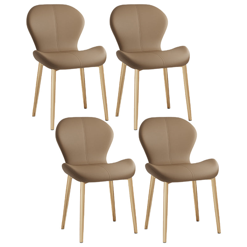Scandinavian Study Room Side Chair Matte Finish PU Leather Parsons Dining Chair Coffee 4 Piece Set Brass Gold Clearhalo ' kitchen&dining_furn' 'Dining Chairs' 'Dining Tables & Seating' 'dining_chair' 'furn' 'furn_dining_chair' 'Furniture' 'furniture_dining_chair' 'Kitchen & Dining Furniture' 'kitchen' 3945166