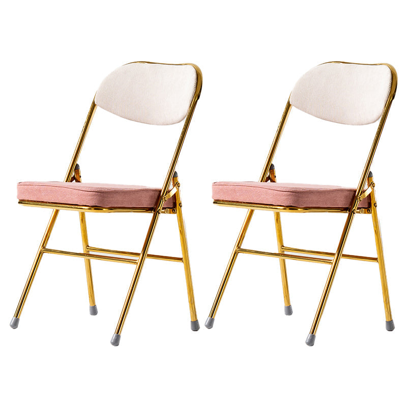 Industrial Style Folding Dining Side Chairs Upholstered Armless Dining Chairs (Set of 2) Pink Clearhalo ' kitchen&dining_furn' 'Dining Chairs' 'Dining Tables & Seating' 'dining_chair' 'furn' 'furn_dining_chair' 'Furniture' 'furniture_dining_chair' 'Kitchen & Dining Furniture' 'kitchen' 3945188