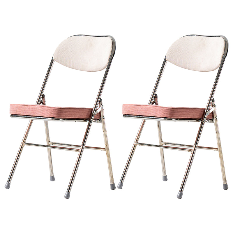 Industrial Style Folding Dining Side Chairs Upholstered Armless Dining Chairs (Set of 2) Nude Pink Clearhalo ' kitchen&dining_furn' 'Dining Chairs' 'Dining Tables & Seating' 'dining_chair' 'furn' 'furn_dining_chair' 'Furniture' 'furniture_dining_chair' 'Kitchen & Dining Furniture' 'kitchen' 3945197