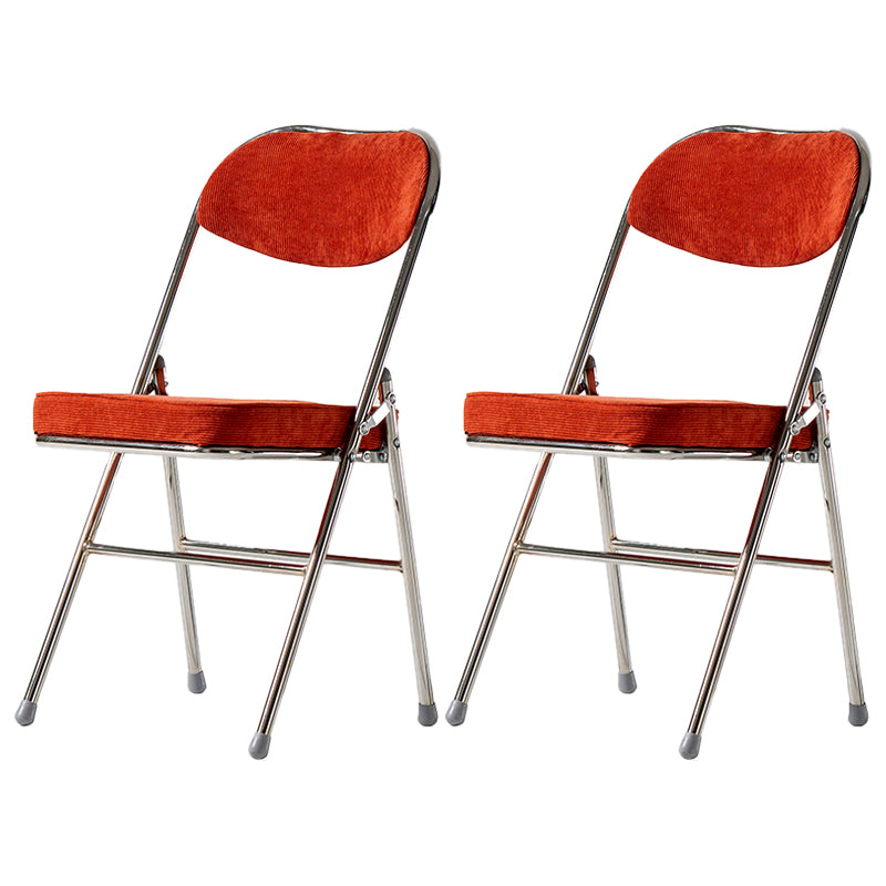 Industrial Style Folding Dining Side Chairs Upholstered Armless Dining Chairs (Set of 2) Orange Red Clearhalo ' kitchen&dining_furn' 'Dining Chairs' 'Dining Tables & Seating' 'dining_chair' 'furn' 'furn_dining_chair' 'Furniture' 'furniture_dining_chair' 'Kitchen & Dining Furniture' 'kitchen' 3945199