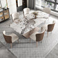 Metal Traditional Luxury Rectangle Table Sintered Stone Top Table with Pedestal Base Clearhalo ' dining_table' 'Dining Tables & Seating' 'Dining Tables' 'furn' 'furn_dining_table' 'Furniture' 'furniture_dining_table' 'Kitchen & Dining Furniture' 'kitchen&dining_furn' 'kitchen' 'kitchen_dining_table' 3945233