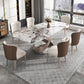 Metal Traditional Luxury Rectangle Table Sintered Stone Top Table with Pedestal Base Clearhalo ' dining_table' 'Dining Tables & Seating' 'Dining Tables' 'furn' 'furn_dining_table' 'Furniture' 'furniture_dining_table' 'Kitchen & Dining Furniture' 'kitchen&dining_furn' 'kitchen' 'kitchen_dining_table' 3945241