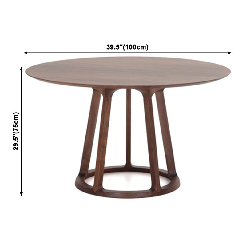 Round Solid Wood Brown Tone Dining Table Modern Pedestal Table for Dining Room Clearhalo ' dining_table' 'Dining Tables & Seating' 'Dining Tables' 'furn' 'furn_dining_table' 'Furniture' 'furniture_dining_table' 'Kitchen & Dining Furniture' 'kitchen&dining_furn' 'kitchen' 'kitchen_dining_table' 3945255