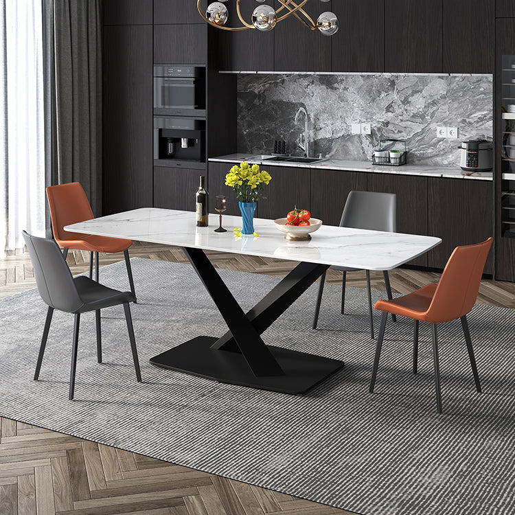 Industrial Sintered Stone Top Dining Table Standard Rectangle Shape Dining Table for Kitchen White Without Chairs Clearhalo ' dining_table' 'Dining Tables & Seating' 'Dining Tables' 'furn' 'furn_dining_table' 'Furniture' 'furniture_dining_table' 'Kitchen & Dining Furniture' 'kitchen&dining_furn' 'kitchen' 'kitchen_dining_table' 3945259