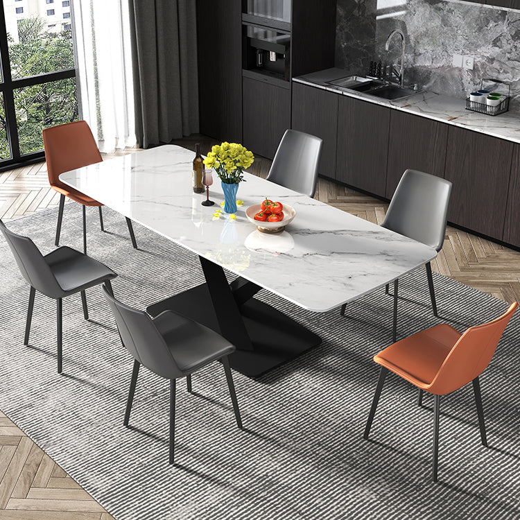 Industrial Sintered Stone Top Dining Table Standard Rectangle Shape Dining Table for Kitchen Clearhalo ' dining_table' 'Dining Tables & Seating' 'Dining Tables' 'furn' 'furn_dining_table' 'Furniture' 'furniture_dining_table' 'Kitchen & Dining Furniture' 'kitchen&dining_furn' 'kitchen' 'kitchen_dining_table' 3945260