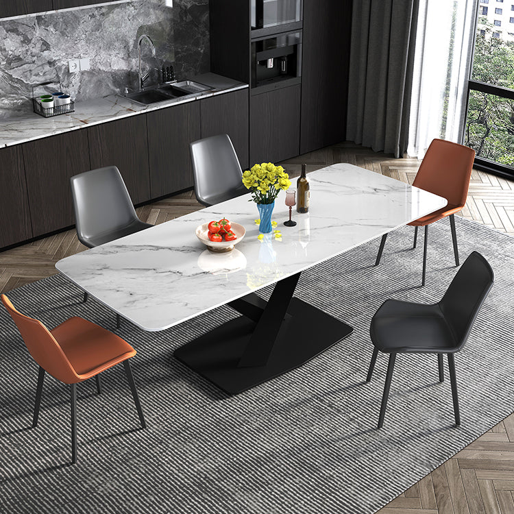 Industrial Sintered Stone Top Dining Table Standard Rectangle Shape Dining Table for Kitchen Clearhalo ' dining_table' 'Dining Tables & Seating' 'Dining Tables' 'furn' 'furn_dining_table' 'Furniture' 'furniture_dining_table' 'Kitchen & Dining Furniture' 'kitchen&dining_furn' 'kitchen' 'kitchen_dining_table' 3945261