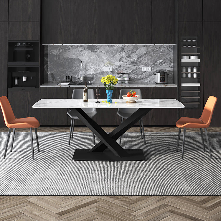 Industrial Sintered Stone Top Dining Table Standard Rectangle Shape Dining Table for Kitchen Clearhalo ' dining_table' 'Dining Tables & Seating' 'Dining Tables' 'furn' 'furn_dining_table' 'Furniture' 'furniture_dining_table' 'Kitchen & Dining Furniture' 'kitchen&dining_furn' 'kitchen' 'kitchen_dining_table' 3945262