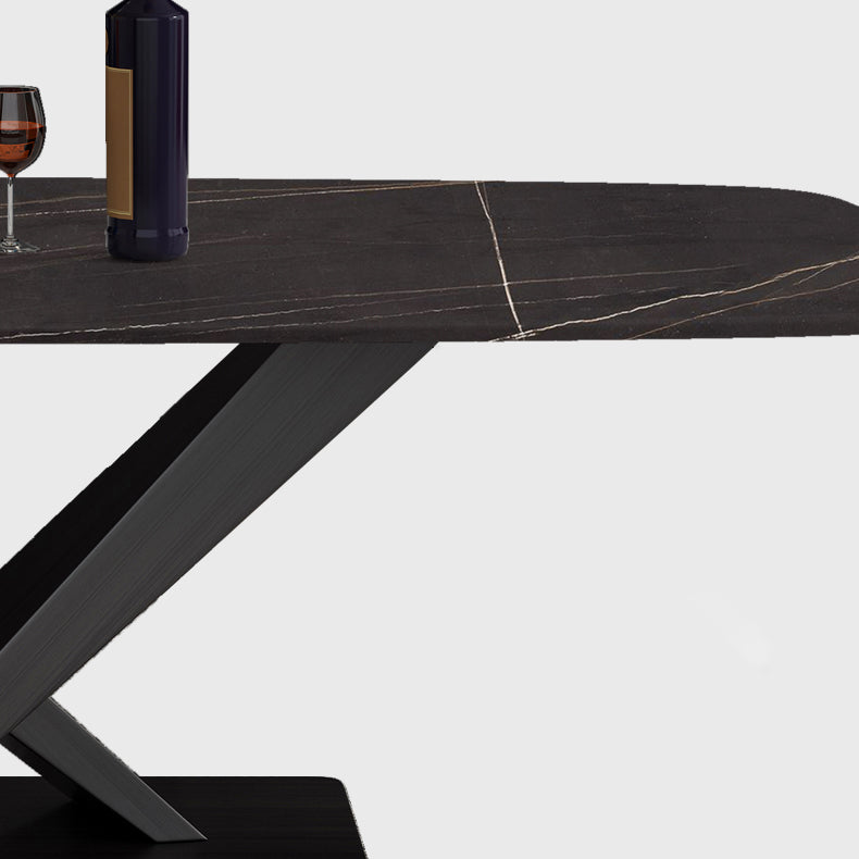 Industrial Sintered Stone Top Dining Table Standard Rectangle Shape Dining Table for Kitchen Clearhalo ' dining_table' 'Dining Tables & Seating' 'Dining Tables' 'furn' 'furn_dining_table' 'Furniture' 'furniture_dining_table' 'Kitchen & Dining Furniture' 'kitchen&dining_furn' 'kitchen' 'kitchen_dining_table' 3945266