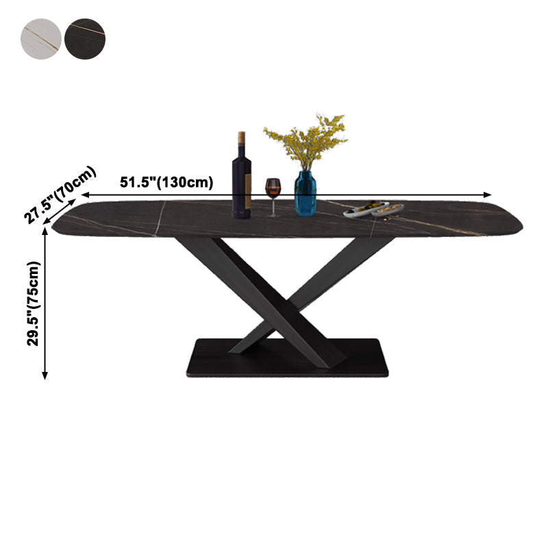 Industrial Sintered Stone Top Dining Table Standard Rectangle Shape Dining Table for Kitchen Clearhalo ' dining_table' 'Dining Tables & Seating' 'Dining Tables' 'furn' 'furn_dining_table' 'Furniture' 'furniture_dining_table' 'Kitchen & Dining Furniture' 'kitchen&dining_furn' 'kitchen' 'kitchen_dining_table' 3945268