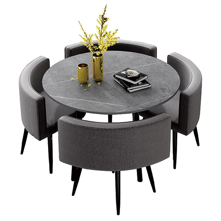 4-foot Dining Site Table Industrial Style Stone 35.5'' Dinette Table for Home Round Gray Clearhalo ' dining_table' 'Dining Tables & Seating' 'Dining Tables' 'Furniture' 'furniture_dining_table' 'Kitchen & Dining Furniture' 'kitchen&dining_furn' 'kitchen' 'kitchen_dining_table' 3945280