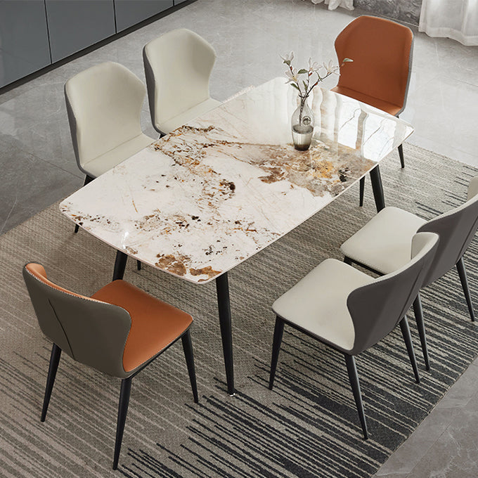Industrial Standard Sintered Stone Dining Table Kitchen Rectangle Dining Table with 4 Legs Base Pandora Gold Without Chairs Clearhalo ' dining_table' 'Dining Tables & Seating' 'Dining Tables' 'furn' 'furn_dining_table' 'Furniture' 'furniture_dining_table' 'Kitchen & Dining Furniture' 'kitchen&dining_furn' 'kitchen' 'kitchen_dining_table' 3945283