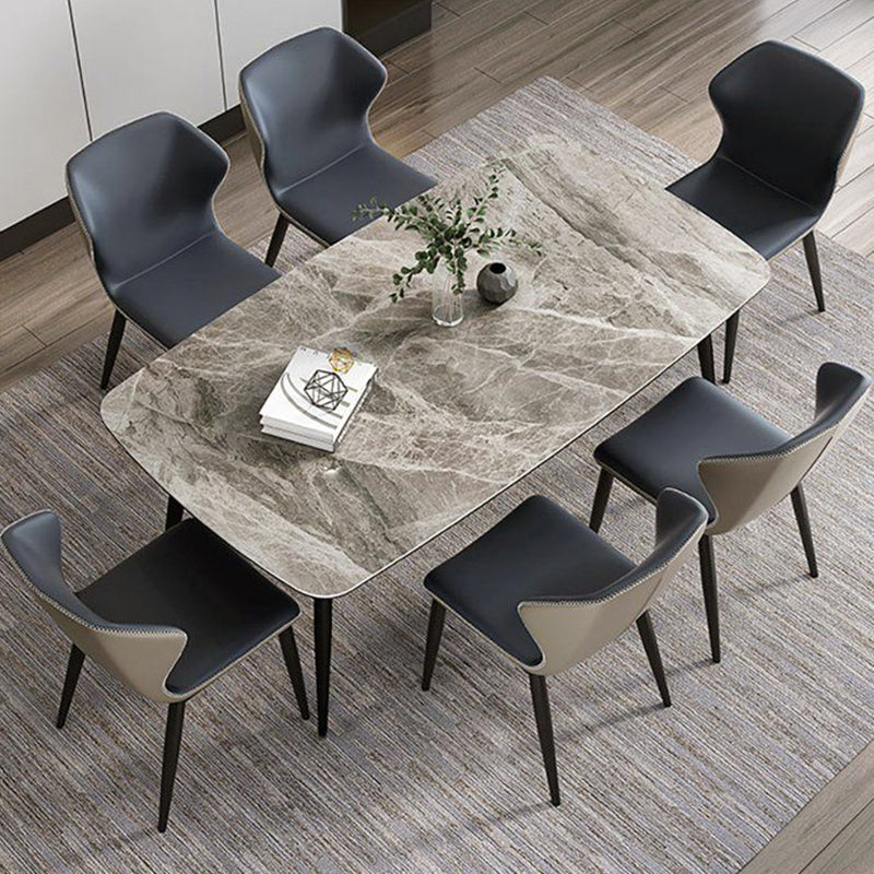 Industrial Standard Sintered Stone Dining Table Kitchen Rectangle Dining Table with 4 Legs Base Clearhalo ' dining_table' 'Dining Tables & Seating' 'Dining Tables' 'furn' 'furn_dining_table' 'Furniture' 'furniture_dining_table' 'Kitchen & Dining Furniture' 'kitchen&dining_furn' 'kitchen' 'kitchen_dining_table' 3945284