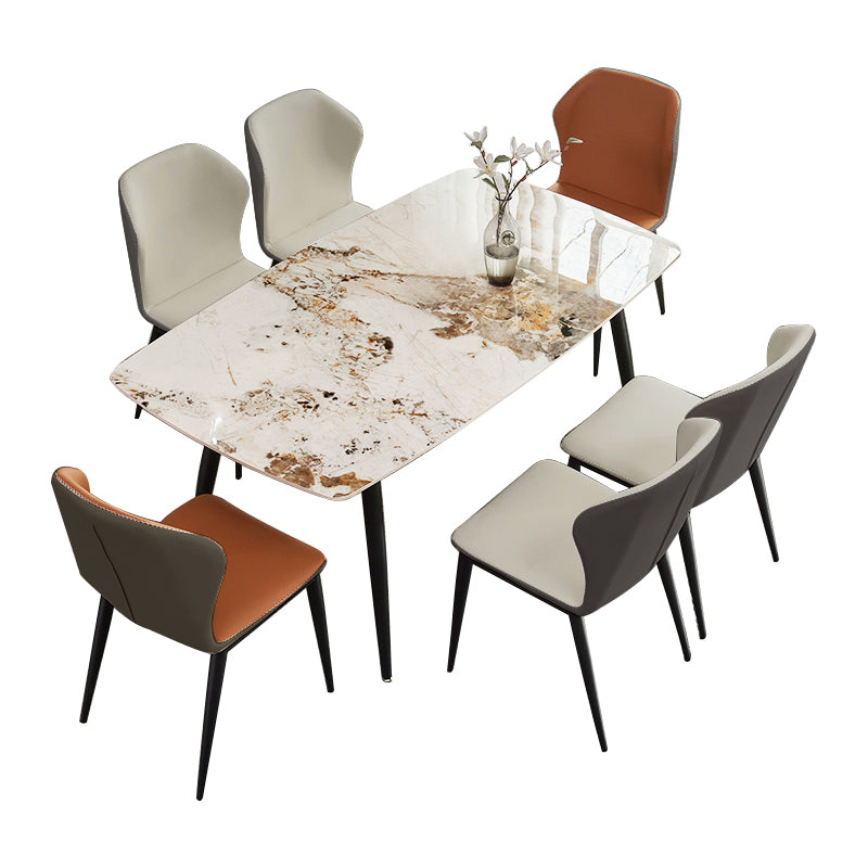 Industrial Standard Sintered Stone Dining Table Kitchen Rectangle Dining Table with 4 Legs Base Clearhalo ' dining_table' 'Dining Tables & Seating' 'Dining Tables' 'furn' 'furn_dining_table' 'Furniture' 'furniture_dining_table' 'Kitchen & Dining Furniture' 'kitchen&dining_furn' 'kitchen' 'kitchen_dining_table' 3945286