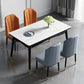Industrial Sintered Stone Top Standard Dining Table Rectangle Dining Table for Kitchen White Gold Without Chairs Clearhalo ' dining_table' 'Dining Tables & Seating' 'Dining Tables' 'furn' 'furn_dining_table' 'Furniture' 'furniture_dining_table' 'Kitchen & Dining Furniture' 'kitchen&dining_furn' 'kitchen' 'kitchen_dining_table' 3945330