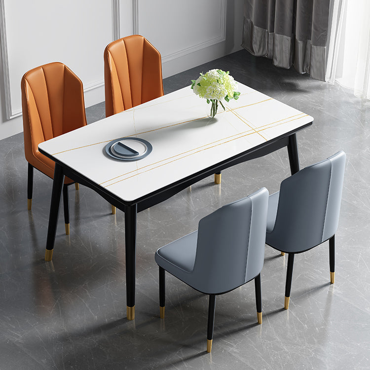 Industrial Sintered Stone Top Standard Dining Table Rectangle Dining Table for Kitchen White Gold Without Chairs Clearhalo ' dining_table' 'Dining Tables & Seating' 'Dining Tables' 'furn' 'furn_dining_table' 'Furniture' 'furniture_dining_table' 'Kitchen & Dining Furniture' 'kitchen&dining_furn' 'kitchen' 'kitchen_dining_table' 3945330