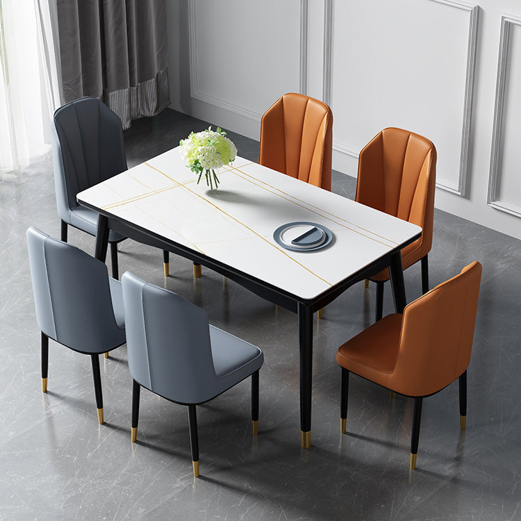 Industrial Sintered Stone Top Standard Dining Table Rectangle Dining Table for Kitchen Clearhalo ' dining_table' 'Dining Tables & Seating' 'Dining Tables' 'furn' 'furn_dining_table' 'Furniture' 'furniture_dining_table' 'Kitchen & Dining Furniture' 'kitchen&dining_furn' 'kitchen' 'kitchen_dining_table' 3945340