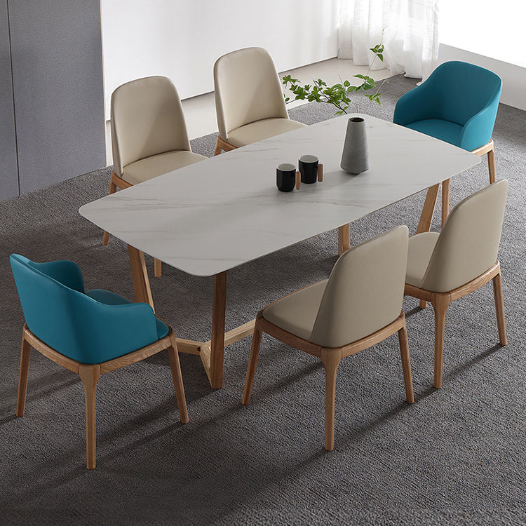 Rectangle Trestle Base Home Furniture Stone Dining Room Collection for Dining Room Clearhalo ' dining_table' 'Dining Tables & Seating' 'Dining Tables' 'furn' 'furn_dining_table' 'Furniture' 'furniture_dining_table' 'Kitchen & Dining Furniture' 'kitchen&dining_furn' 'kitchen' 'kitchen_dining_table' 3945346