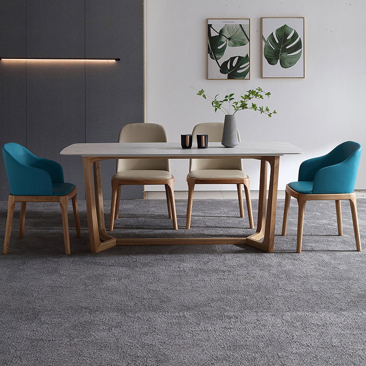 Rectangle Trestle Base Home Furniture Stone Dining Room Collection for Dining Room Clearhalo ' dining_table' 'Dining Tables & Seating' 'Dining Tables' 'furn' 'furn_dining_table' 'Furniture' 'furniture_dining_table' 'Kitchen & Dining Furniture' 'kitchen&dining_furn' 'kitchen' 'kitchen_dining_table' 3945347