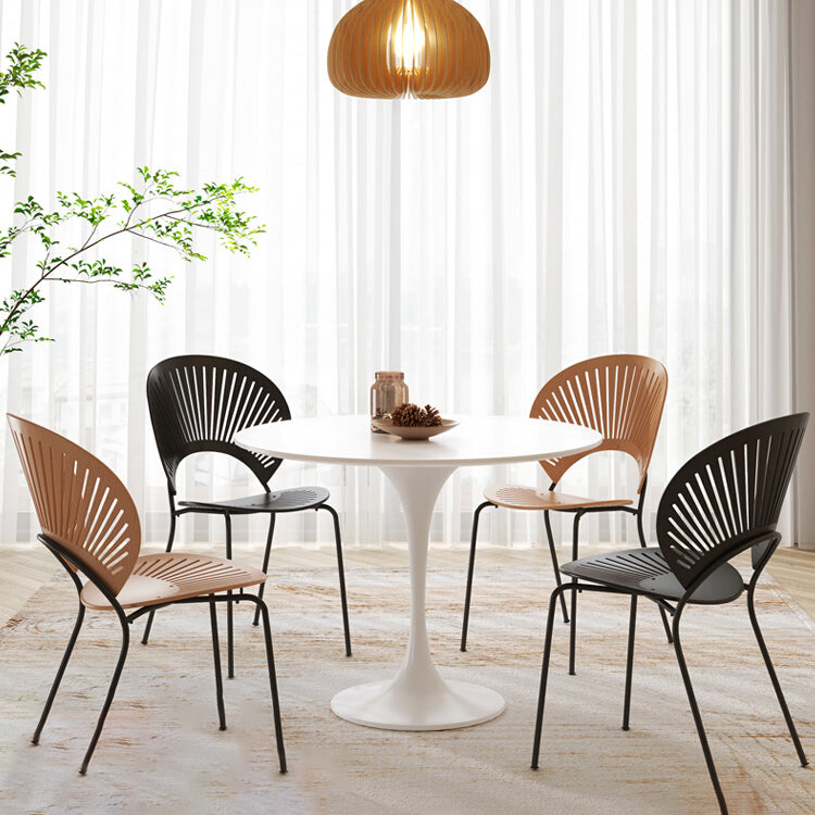 Round Tulip Base Modern Dining Table White Tone Fixed Table for Dining Room Clearhalo ' dining_table' 'Dining Tables & Seating' 'Dining Tables' 'furn' 'furn_dining_table' 'Furniture' 'furniture_dining_table' 'Kitchen & Dining Furniture' 'kitchen&dining_furn' 'kitchen' 'kitchen_dining_table' 3945359