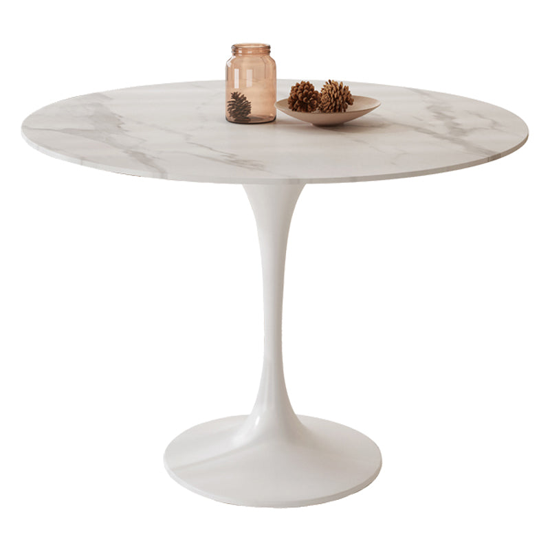 Round Tulip Base Modern Dining Table White Tone Fixed Table for Dining Room Stone Without Chairs Clearhalo ' dining_table' 'Dining Tables & Seating' 'Dining Tables' 'furn' 'furn_dining_table' 'Furniture' 'furniture_dining_table' 'Kitchen & Dining Furniture' 'kitchen&dining_furn' 'kitchen' 'kitchen_dining_table' 3945360