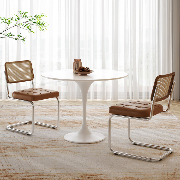 Round Tulip Base Modern Dining Table White Tone Fixed Table for Dining Room Clearhalo ' dining_table' 'Dining Tables & Seating' 'Dining Tables' 'furn' 'furn_dining_table' 'Furniture' 'furniture_dining_table' 'Kitchen & Dining Furniture' 'kitchen&dining_furn' 'kitchen' 'kitchen_dining_table' 3945361