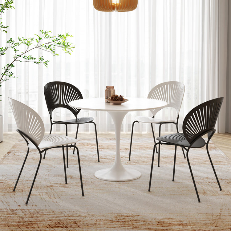 Round Tulip Base Modern Dining Table White Tone Fixed Table for Dining Room Clearhalo ' dining_table' 'Dining Tables & Seating' 'Dining Tables' 'furn' 'furn_dining_table' 'Furniture' 'furniture_dining_table' 'Kitchen & Dining Furniture' 'kitchen&dining_furn' 'kitchen' 'kitchen_dining_table' 3945362
