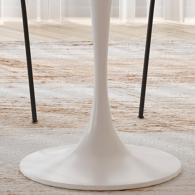 Round Tulip Base Modern Dining Table White Tone Fixed Table for Dining Room Clearhalo ' dining_table' 'Dining Tables & Seating' 'Dining Tables' 'furn' 'furn_dining_table' 'Furniture' 'furniture_dining_table' 'Kitchen & Dining Furniture' 'kitchen&dining_furn' 'kitchen' 'kitchen_dining_table' 3945365