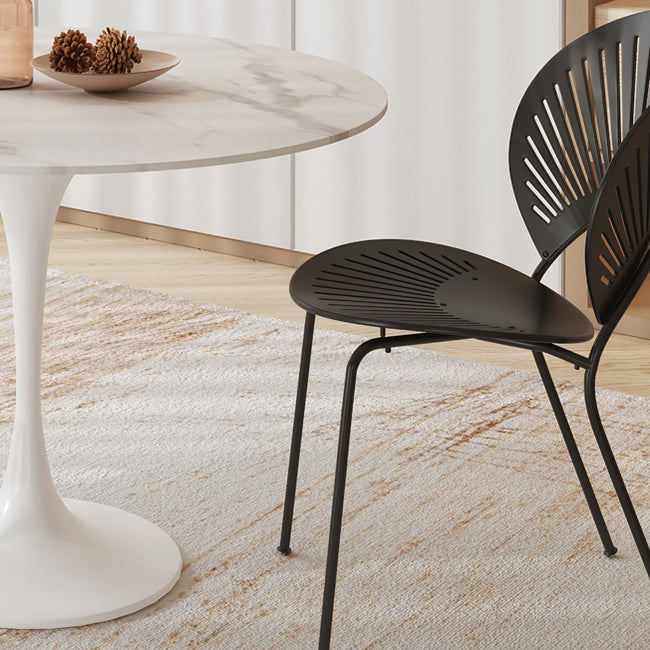 Round Tulip Base Modern Dining Table White Tone Fixed Table for Dining Room Clearhalo ' dining_table' 'Dining Tables & Seating' 'Dining Tables' 'furn' 'furn_dining_table' 'Furniture' 'furniture_dining_table' 'Kitchen & Dining Furniture' 'kitchen&dining_furn' 'kitchen' 'kitchen_dining_table' 3945367