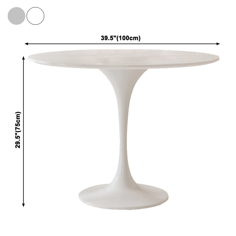 Round Tulip Base Modern Dining Table White Tone Fixed Table for Dining Room Clearhalo ' dining_table' 'Dining Tables & Seating' 'Dining Tables' 'furn' 'furn_dining_table' 'Furniture' 'furniture_dining_table' 'Kitchen & Dining Furniture' 'kitchen&dining_furn' 'kitchen' 'kitchen_dining_table' 3945375