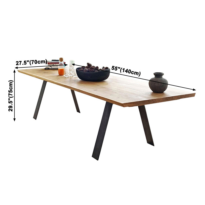 Metal Industrial Rectangle Dining Table Solid Wood Top Table with 4 Legs Clearhalo ' dining_table' 'Dining Tables & Seating' 'Dining Tables' 'furn' 'furn_dining_table' 'Furniture' 'furniture_dining_table' 'Kitchen & Dining Furniture' 'kitchen&dining_furn' 'kitchen' 'kitchen_dining_table' 3945385