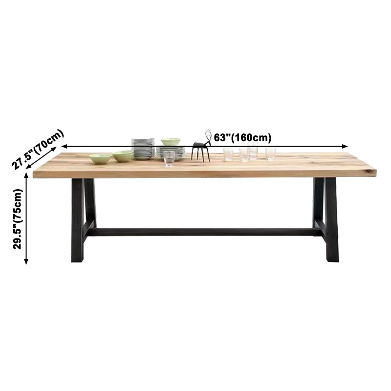 Metal Industrial Rectangle Dining Table Solid Wood Top Table with Trestle Base Clearhalo ' dining_table' 'Dining Tables & Seating' 'Dining Tables' 'furn' 'furn_dining_table' 'Furniture' 'furniture_dining_table' 'Kitchen & Dining Furniture' 'kitchen&dining_furn' 'kitchen' 'kitchen_dining_table' 3945397