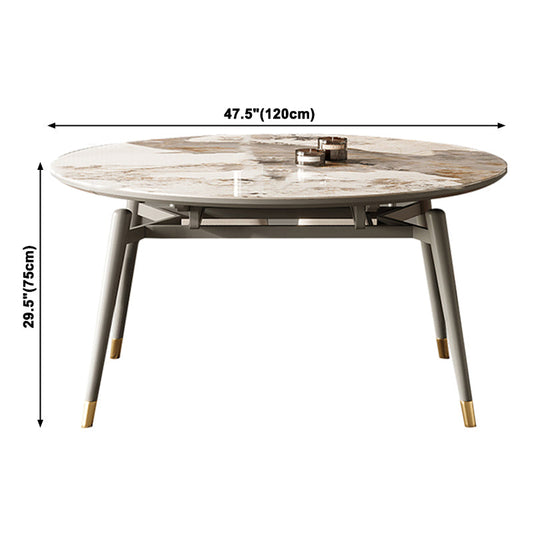 4-foot Stone Dinette Table Contemporary Round Dining Table with Drop Leaf Clearhalo ' dining_table' 'Dining Tables & Seating' 'Dining Tables' 'furn' 'furn_dining_table' 'Furniture' 'furniture_dining_table' 'Kitchen & Dining Furniture' 'kitchen&dining_furn' 'kitchen' 'kitchen_dining_table' 3945414