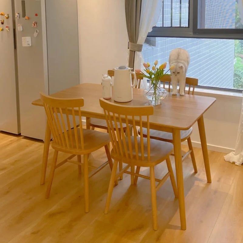 Rectangle Casual Style Dining Table Wood Color Fixed Table with Solid Wood Clearhalo ' dining_table' 'Dining Tables & Seating' 'Dining Tables' 'furn' 'furn_dining_table' 'Furniture' 'furniture_dining_table' 'Kitchen & Dining Furniture' 'kitchen&dining_furn' 'kitchen' 'kitchen_dining_table' 3945419