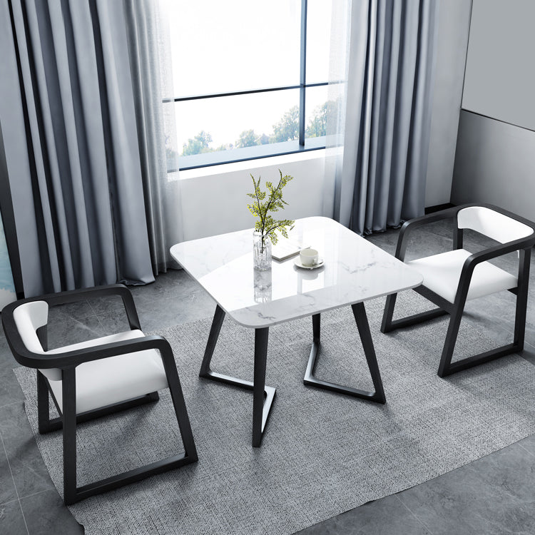 Industrial Square Shape Sintered Stone Dining Table White Standard Dining Table for Kitchen Clearhalo ' dining_table' 'Dining Tables & Seating' 'Dining Tables' 'furn' 'furn_dining_table' 'Furniture' 'furniture_dining_table' 'Kitchen & Dining Furniture' 'kitchen&dining_furn' 'kitchen' 'kitchen_dining_table' 3945429
