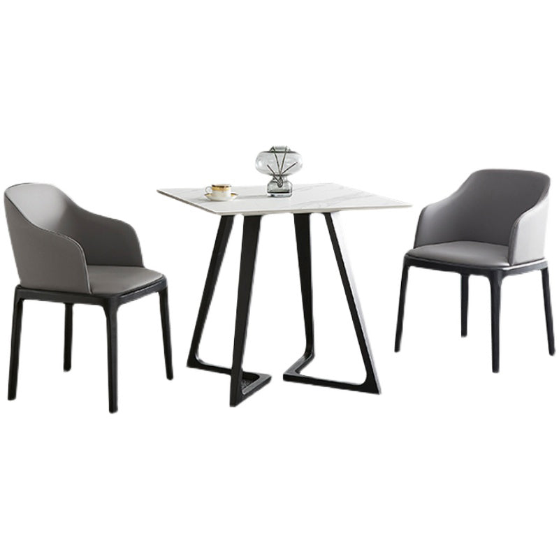 Industrial Square Shape Sintered Stone Dining Table White Standard Dining Table for Kitchen Clearhalo ' dining_table' 'Dining Tables & Seating' 'Dining Tables' 'furn' 'furn_dining_table' 'Furniture' 'furniture_dining_table' 'Kitchen & Dining Furniture' 'kitchen&dining_furn' 'kitchen' 'kitchen_dining_table' 3945432