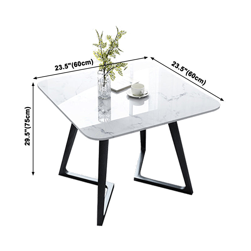 Industrial Square Shape Sintered Stone Dining Table White Standard Dining Table for Kitchen Clearhalo ' dining_table' 'Dining Tables & Seating' 'Dining Tables' 'furn' 'furn_dining_table' 'Furniture' 'furniture_dining_table' 'Kitchen & Dining Furniture' 'kitchen&dining_furn' 'kitchen' 'kitchen_dining_table' 3945434