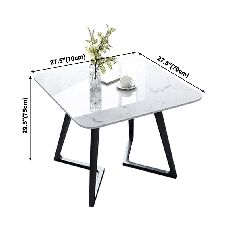 Industrial Square Shape Sintered Stone Dining Table White Standard Dining Table for Kitchen Clearhalo ' dining_table' 'Dining Tables & Seating' 'Dining Tables' 'furn' 'furn_dining_table' 'Furniture' 'furniture_dining_table' 'Kitchen & Dining Furniture' 'kitchen&dining_furn' 'kitchen' 'kitchen_dining_table' 3945435